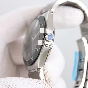 Montre mécanique pour homme haut de gamme, bracelet en acier intégré, boîtier en acier, cadran bleu denim, luminescent, étanche, verre saphir - Product Image 3