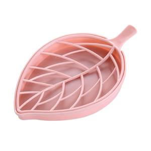 Porte-savon créatif en forme de feuille, rose nordique, en plastique, double couche, avec drain, pour salle de bain - Product Image 2