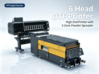 Imprimante DTF 6 têtes avec distributeur de poudre 3 zones, machine d'impression directe sur film pour T-shirts, sans buse