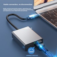 Adaptor jaringan Ethernet Tipe C ke RJ45, USB Tipe C ke RJ45 100Mbps berkabel kompatibel dengan 4K Fire Stick antarmuka eksternal untuk ponsel Laptop
