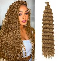 Extensions de cheveux synthétiques de haute qualité, design Deep Water Wave, queue de cheval longue au crochet, fibre haute température teinte, effet Yaki lisse
