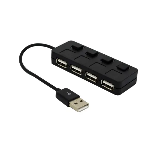 Factory Direct Mini Portable 4-Port USB 2.0 Hub with Individual Power Switches Cable Type USB 2.0 Splitter in Stock
