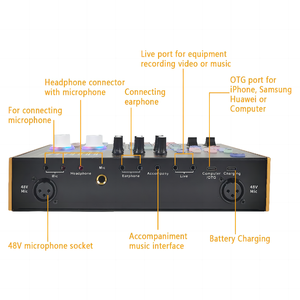 <span class=keywords><strong>Carte</strong></span> <span class=keywords><strong>son</strong></span> professionnelle DemaoN8 pour enregistrement, <span class=keywords><strong>PC</strong></span>, téléphone portable, diffusion en direct, ensemble de mixage, prend en charge le micro 48V, équipement de podcast - Product Image 3