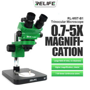 Microscope trinoculaire OEM ODM RELIFE RL-M5T-B1 avec zoom continu 7-50x et caméra 4K pour réparation de téléphones – Vente en gros - Product Image 2