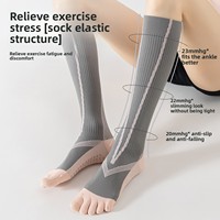 Chaussettes longues antidérapantes pour femme, pour yoga, pilates, cyclisme, course à pied, sport, fitness, cinq orteils, en nylon, sans couture, anti-odeur