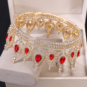 Diadème <span class=keywords><strong>de</strong></span> <span class=keywords><strong>reine</strong></span> en cristal <span class=keywords><strong>de</strong></span> luxe baroque, couronne complète ronde pour femmes - Product Image 5