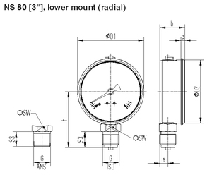 مقياس ضغط Wika متوافق مع منتج EN-1 القياسي 113.53.080 - Product Image 5