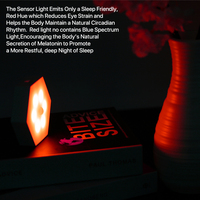 Veilleuse LED à détecteur de mouvement 625~630nm Lumière rouge Design minimaliste Capteur PIR+Lumière ABS Utilisation en chambre Batterie 600mAh Dimmable