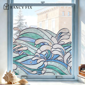 <span class=keywords><strong>Film</strong></span> décoratif statique non adhésif Ocean Melody pour bureaux, appartements, réutilisable, facile à installer avec échantillon gratuit - Product Image 6