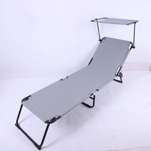 Lit <span class=keywords><strong>de</strong></span> camp <span class=keywords><strong>pliant</strong></span> portable pour camping et plage avec trous pour les bras en position ventrale - Mobilier d'extérieur léger avec auvent - Chaise longue <span class=keywords><strong>pas</strong></span> chère - Product Image 1