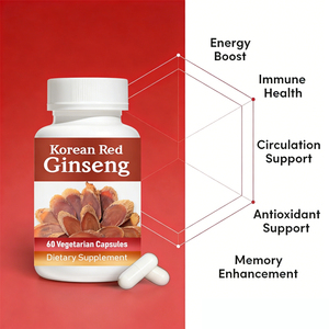 Cápsulas de Ginseng Rojo, Extracto para Energía, Inmunidad, Memoria, Apoyo Cognitivo, Vitalidad, Enfoque Cerebral, Fórmula de Suplemento Herbal OEM ODM - Product Image 1