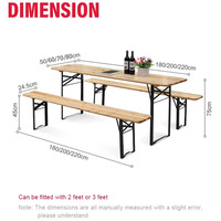Ensemble table et banc pliants modernes en fer et bois - Léger, durable, imperméable, empilable pour événements extérieurs et biopubs