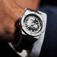 Prêt à expédier montres de luxe en acier inoxydable boîtier cadran lumineux mouvement automatique montre de sport pour hommes