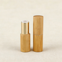 Tube de baume à lèvres mini en bambou 3ml 4ml 5ml avec insert métallique, petit récipient en bambou pour baume corporel et emballage cosmétique