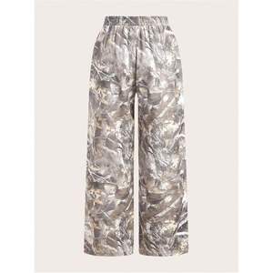 กางเกงขาบานสำหรับผู้หญิงกางเกงสตรีทแวร์ระบายอากาศได้ดีเอวยางยืดพิมพ์ลายเสือดาว - Product Image 4