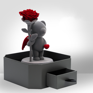 Offre Spéciale fleur éternelle acrylique boîte-cadeau flocage ours en peluche préservé Rose fleur boîte à bijoux pour la fête des mères saint valentin - Product Image 3