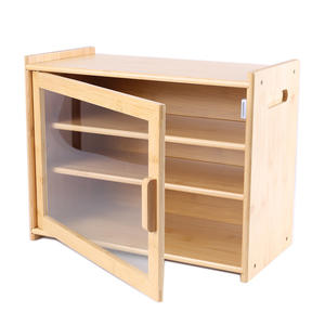 Коробка для хранения хлеба и продуктов из натурального бамбука, полки для хранения чайных чашек и кухонных принадлежностей с дверцей на кухонную столешницу - Product Image 6