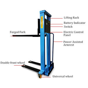 सेमी-इलेक्ट्रिक पैलेट लिफ्ट स्टेकर इलेक्ट्रिक स्टेकर सेल्फ लोडिंग स्टेकर चालित वाहन फोर्कलिफ्ट - Product Image 3