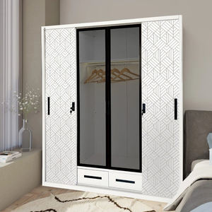 2025スチール製インプリントパターンアルミスチール製収納キャビネットLemari Pakaian Anak - Lemari Pakaian Besiスライドドア金属製ワードローブ - Product Image 4