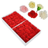 Fleurs artificielles en gros, Bouquet fait à la main, boîte-cadeau, décoration, nouveaux œillets, savon, tête de fleur