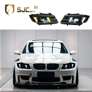 <span class=keywords><strong>Fari</strong></span> <span class=keywords><strong>Anteriori</strong></span> SJC Auto per <span class=keywords><strong>BMW</strong></span> Serie 3 <span class=keywords><strong>E90</strong></span> E91 325i con Luci diurne a Occhio di Serpente Giallo Bianco DRL (05-12) e Indicatori di Direzione LED Modificati - Product Image 1
