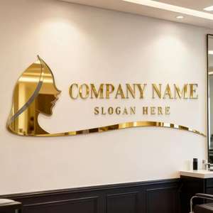 Free Design Interior Wall Panel Nail Salon Company logo Stick Decor Gold Metal Acrylic Letter Custom 3d logo Brand Name Led Sign - Product Image 5