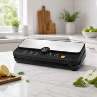 Scelleuse alimentaire sous vide personnalisable OEM, portable, électrique, en acier inoxydable, avec indicateur LED, rangement pour rouleaux de sacs, pour la conservation des aliments domestiques