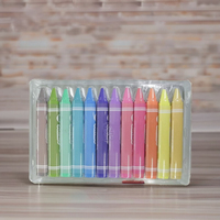 Ensemble de crayons à la cire d'abeille Sunny Jumbo Triangle, couleurs pastel, 12 couleurs, non effaçables, faciles à utiliser pour le dessin et la peinture