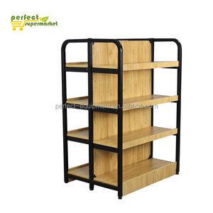 رفوف سوبر ماركت فولاذية متينة قائمة بذاتها مع تصميم خشبي فاتح - Product Image 2