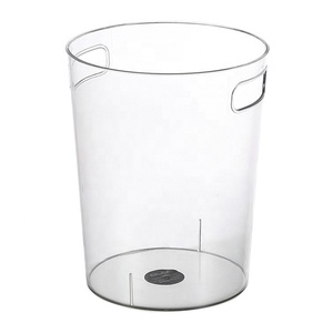 Home Kitchen Round Plastic Transparent Clear Desktop Storage Waste Basket Trash Can Bin