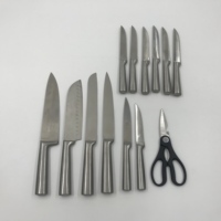Lot de 14 couteaux à fruits Santoku en acier inoxydable pour chef utilitaire set de couteaux de cuisine avec bloc de support en plastique