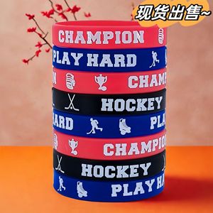 Bracelets en silicone pour le hockey, lot de 3, rouge, bleu, noir, imprimés, imperméables, pour le sport, la fête, la décoration, modèle rond - Product Image 2