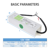 Convertisseur d'alimentation électrique LED étanche IP67 12V15W, 90-250V AC vers DC 12V 15W 1.25A, transformateur d'éclairage