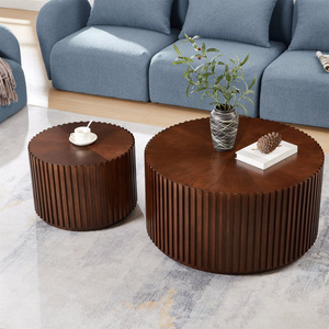 Chất Lượng Cao Sang Trọng Nhật Bản Phong Cách Retro Nâu Cơ Sở Bàn Cà Phê Bằng Gỗ Bộ 2 Bàn Cà Phê Handmade Tại Trung Quốc - Product Image 3