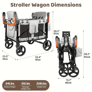 4 chỗ ngồi di động gấp Wagon Xe đẩy tán thoải mái chất liệu vải OEM tùy chỉnh bốn bánh cho trẻ em 'du lịch cắm trại - Product Image 6