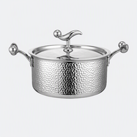 WOXIANG Marmite robuste en acier inoxydable triple épaisseur 16 cm, corps monobloc estampé pour faire bouillir et mijoter