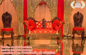 ชุดโซฟาตกแต่งเวทีมุสลิม walima ชุดโซฟางานแต่งงานสุดหรูของอินเดียต้อนรับงานแต่งงานเวทีทอง furnitureuk USA - Product Image 5