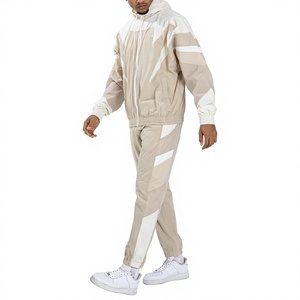 Veste coupe-vent décontractée à capuche pour homme avec blocs de couleur, en tissu polyester respirant, ensemble coupe-vent en vente en ligne - Product Image 3