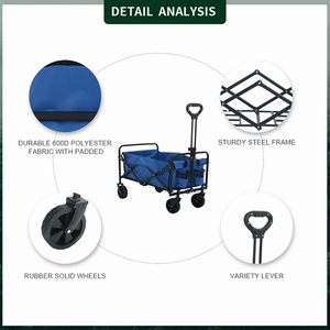 Heavy Duty <strong>Folding</strong> Camping <strong>Wagon</strong> With 600D Oxford Fabric For Outdoor Hiking - Product Image 4
