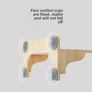 Plataforma <span class=keywords><strong>de</strong></span> salto <span class=keywords><strong>de</strong></span> varios niveles <span class=keywords><strong>de</strong></span> <span class=keywords><strong>madera</strong></span> maciza, juego <span class=keywords><strong>de</strong></span> marco <span class=keywords><strong>de</strong></span> escalada para gatos montado en la pared, diseño <span class=keywords><strong>de</strong></span> ventosa sin taladro, moderno y sostenible - Product Image 3