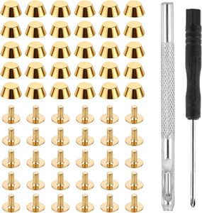 Pieds de sac à main en laiton à tête cloutée, à visser, pour sacs à main plats en cuir, accessoires de maroquinerie, rivets à vis - Product Image 1