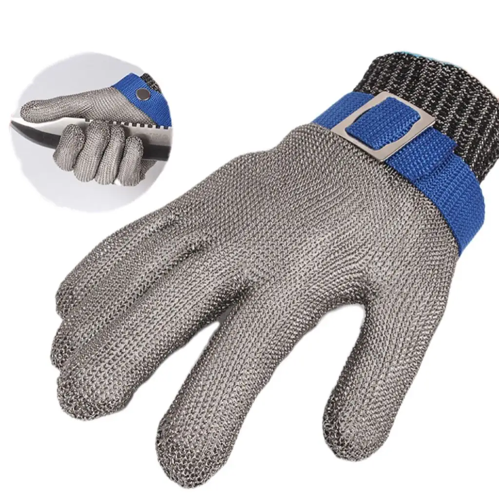 Cutting resistant glove Stainless steel grade 5 steel wire plus PE steel ring Iron gloves Cutting resistant metal carpentry
