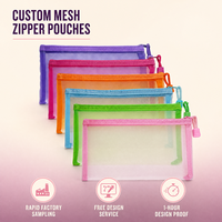 Pochettes en maille personnalisées aux couleurs adorables avec fermeture éclair, organiseur d'insertion pour sac à couches, sac en nylon pour cosmétiques, maquillage, papeterie, cadeaux