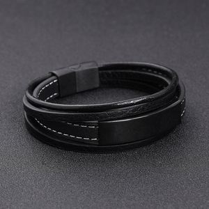Pulsera de Cuero Genuino de Cuatro Capas Hecha a Mano para Hombre, Brazalete de Acero Inoxidable Multicapa Trenzado, Joyería para Uso Promocional - Product Image 4