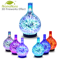Diffuseur d'huiles essentielles aromatiques en verre 3D électrique, 100 ml, pour usage domestique sur table, avec commande par application et lumières LED 7 couleurs
