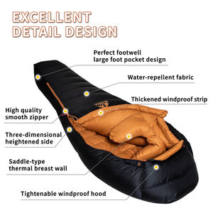 성인용 초경량 방수 나일론 미라형 오리털 침낭 (BUERTS), 극한 날씨(-13℃) 캠핑 및 백패킹용 - Product Image 6