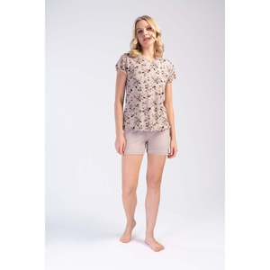 Ensemble short 2 pièces en viscose pour femme, col en V, manches courtes, avec détail nœud - Product Image 4