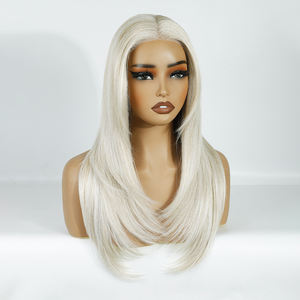 Perruque synthétique à dentelle <span class=keywords><strong>frontale</strong></span>, fibre haute <span class=keywords><strong>température</strong></span>, perruques synthétiques américaines, brun clair, perruques synthétiques à haute fibre - Product Image 5