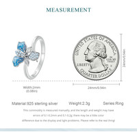 Bague ajustable en argent sterling 925 avec iris bleu, bague ouverte exquise en émail floral pour femme, bijoux raffinés pour soirée BSR509-E