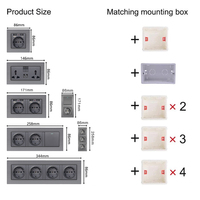 UK Standard 1 Gang 1 voie/2 voies en alliage d'aluminium bouton poussoir applique murale interrupteur électrique prise Max. 220v tension murale électrique